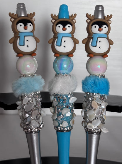 Penguin-Reindeer Beaded Pens