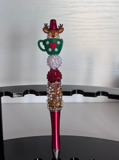 Reindeer in Cup Beaded Pen